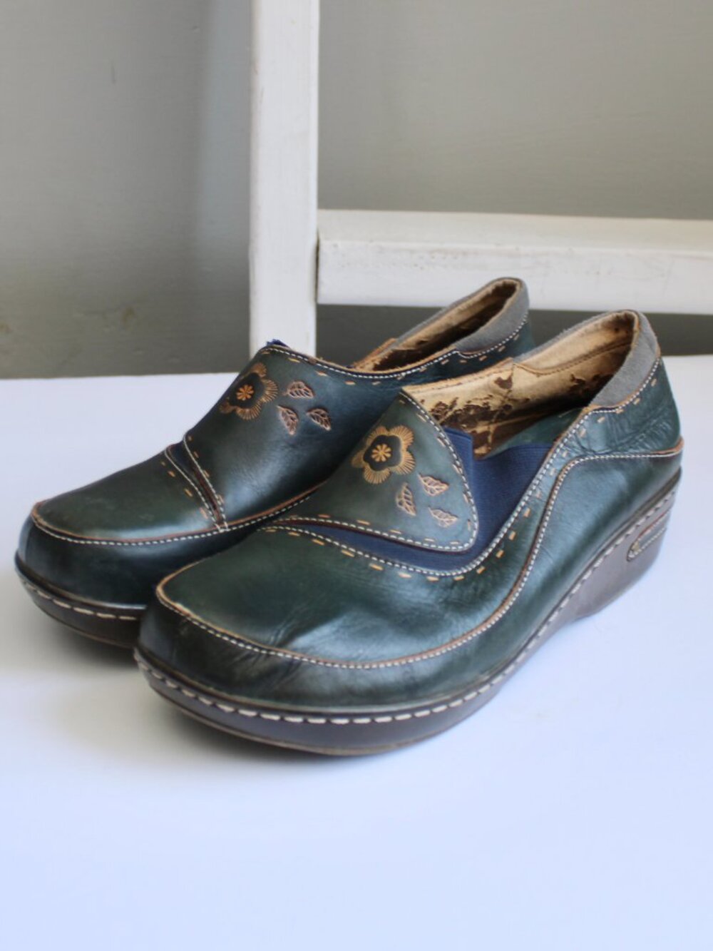 Spring Step L'artiste Burbank Leather Clogs Hand-Painted Women Size 41 / 9.5 US - Picture 3 of 10
